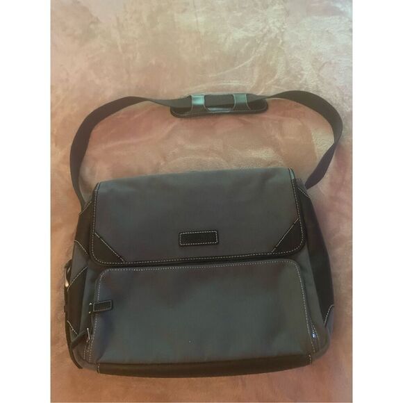 Cole Haan Men’s Canvas Leather Messenger Shoulder Bag Laptop Briefcase - Picture 11 of 14